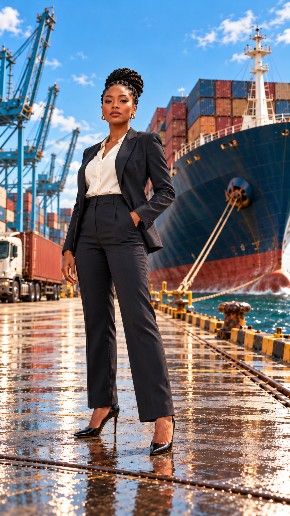 Dirigeante au port des conteneurs